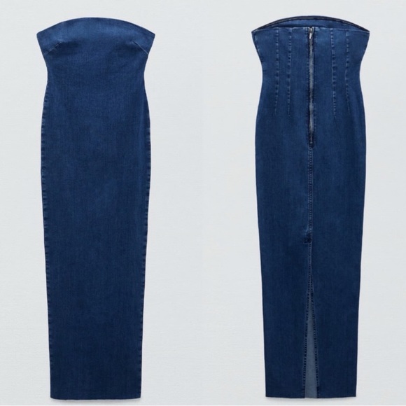 Zara Denim Maxi Dress NWT Size XS - Picture 2 of 8